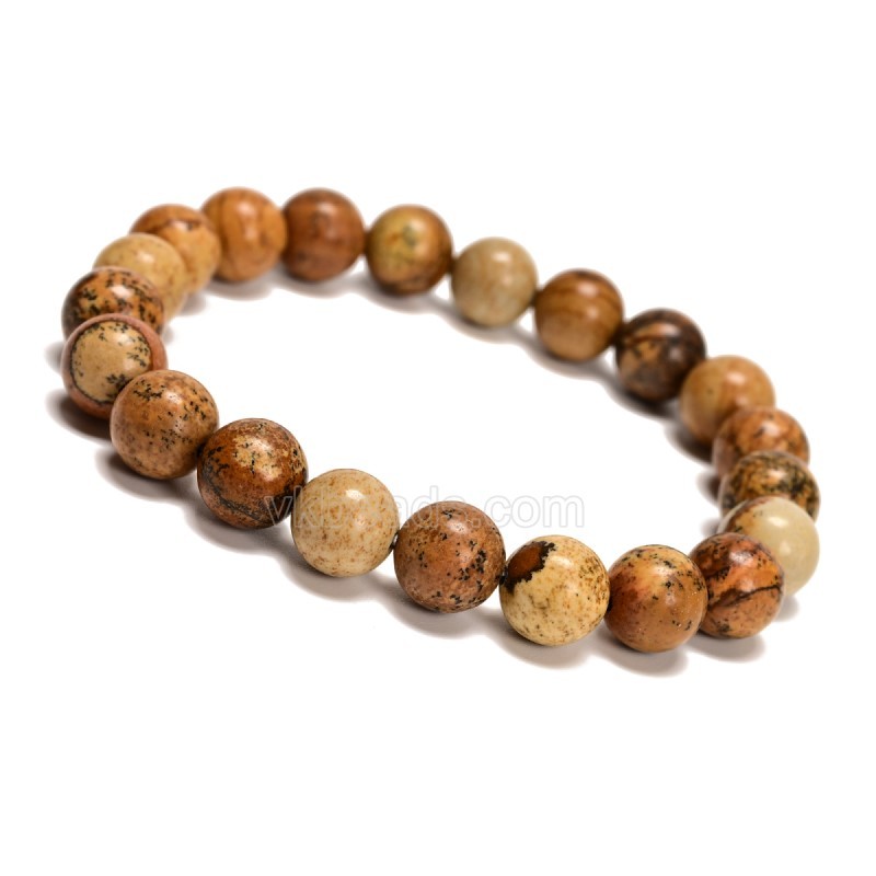Picture Jasper Smooth Rounds 8mm Stretch Bracelet, Sell by Piece