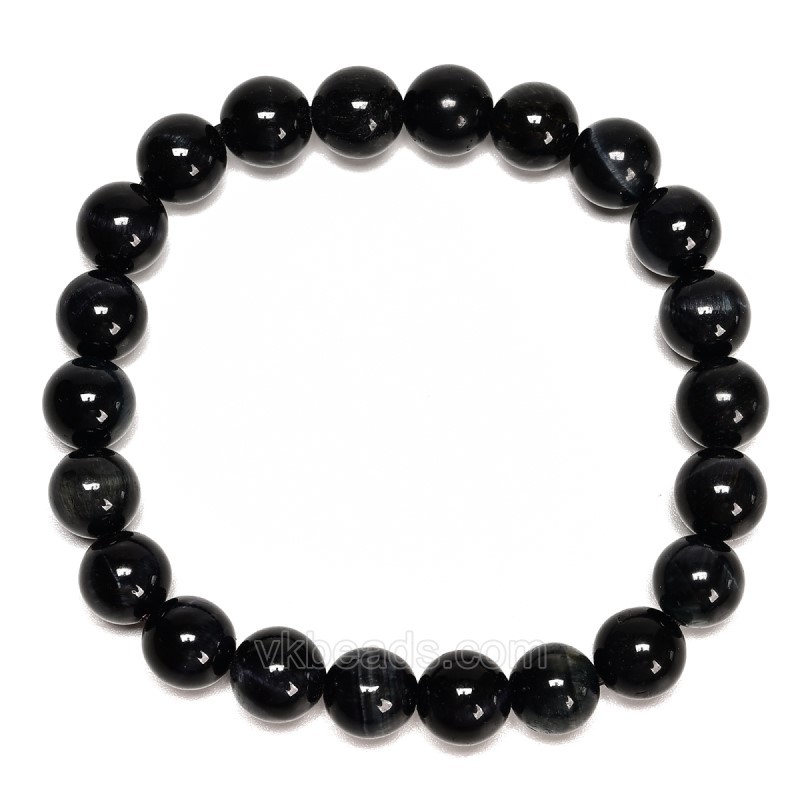 Blue Tiger Eye Smooth Rounds 8mm Stretch Bracelet, Sell by Piece