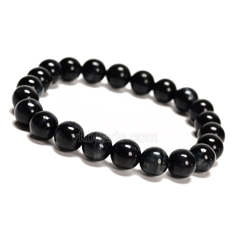 Blue Tiger Eye Smooth Rounds 8mm Stretch Bracelet, Sell by Piece