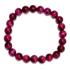 Fuchsia Tiger Eye Smooth Rounds 8mm Stretch Bracelet, Sell by Piece