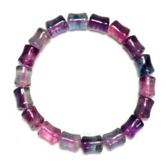 Multicolor Fluorite Bamboo Joints 8x10mm Stretch Bracelet, Sell by Piece