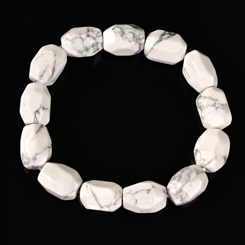 Howlite Faceted Nuggets 10x14mm Stretch Bracelet, Sell by Piece