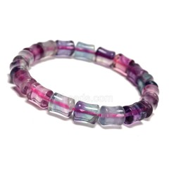 Multicolor Fluorite Bamboo Joints 8x10mm Stretch Bracelet, Sell by Piece