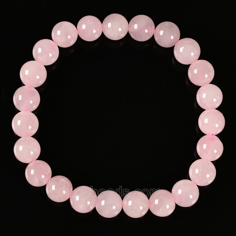 Rose Quartz Smooth Rounds 8mm Stretch Bracelet, Sell by Piece