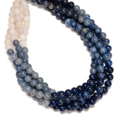 Gradient White Jade+Blue Aventurine Smooth Rounds, Approx 4-10mm, Approx 38cm/strand