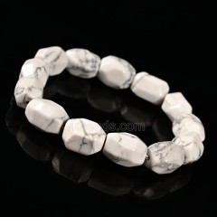 Howlite Faceted Nuggets 10x14mm Stretch Bracelet, Sell by Piece