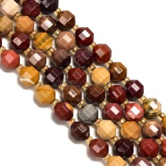 Mookaite Prism Cut Double Terminated Point Faceted Rounds, Approx 8mm, 38cm/strand