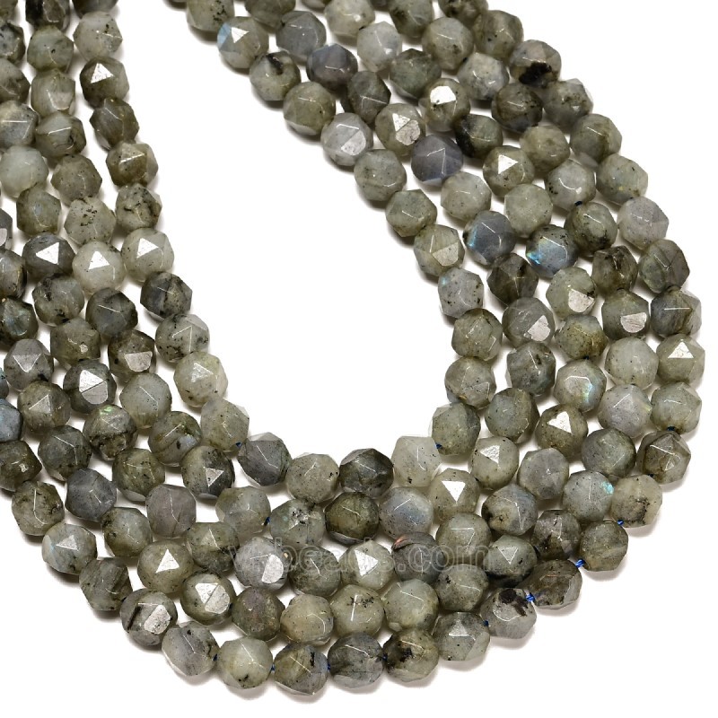 Labradorite Star Cut Faceted Rounds, Approx 6-10mm, 38cm/strand