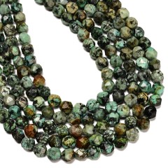 African Turquoise Star Cut Faceted Rounds, Approx 8mm, 38cm/strand