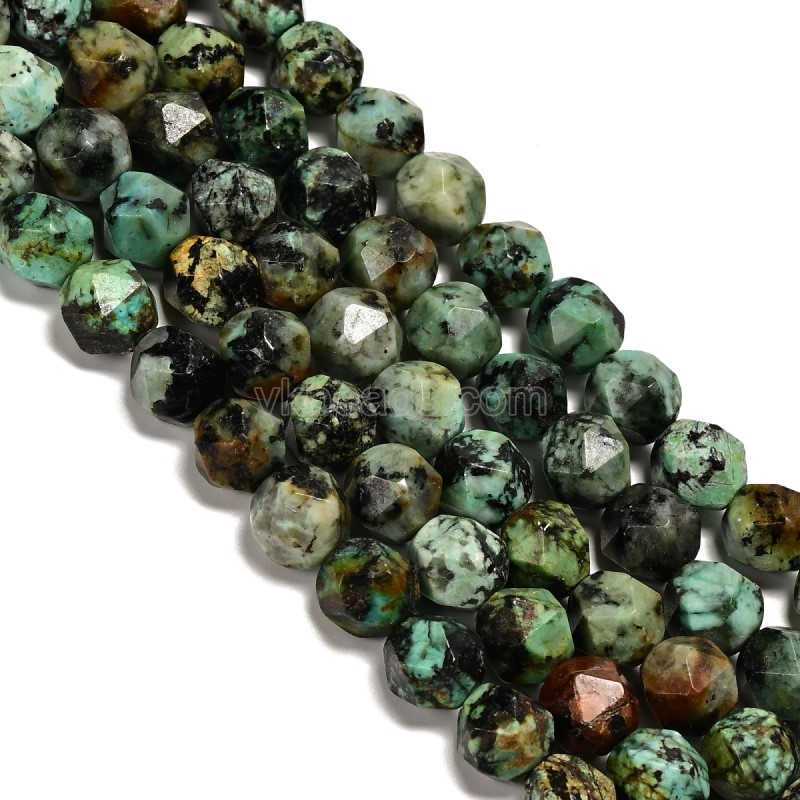 African Turquoise Star Cut Faceted Rounds, Approx 8mm, 38cm/strand