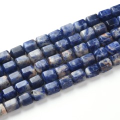 Sodalite Hexagonal Faceted Column, Approx 8-9x10mm, 38cm/strand