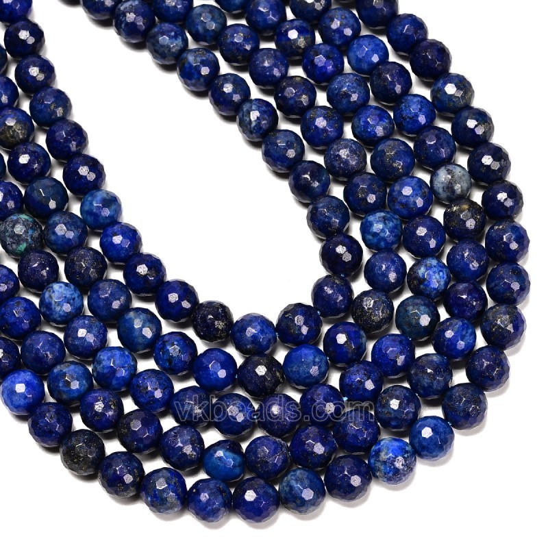 Lapis Lazuli Faceted Rounds, 128 Facets, Approx 8mm, 38cm/strand