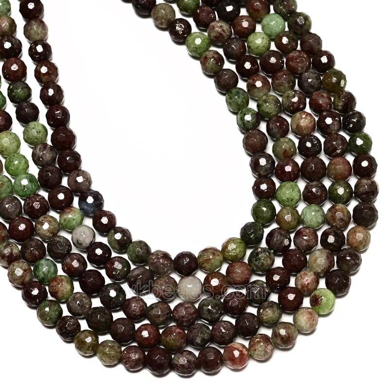 Green South African Turquoise Sharp Faceted Rounds, 128 Facets, Approx 6mm, 38cm/strand
