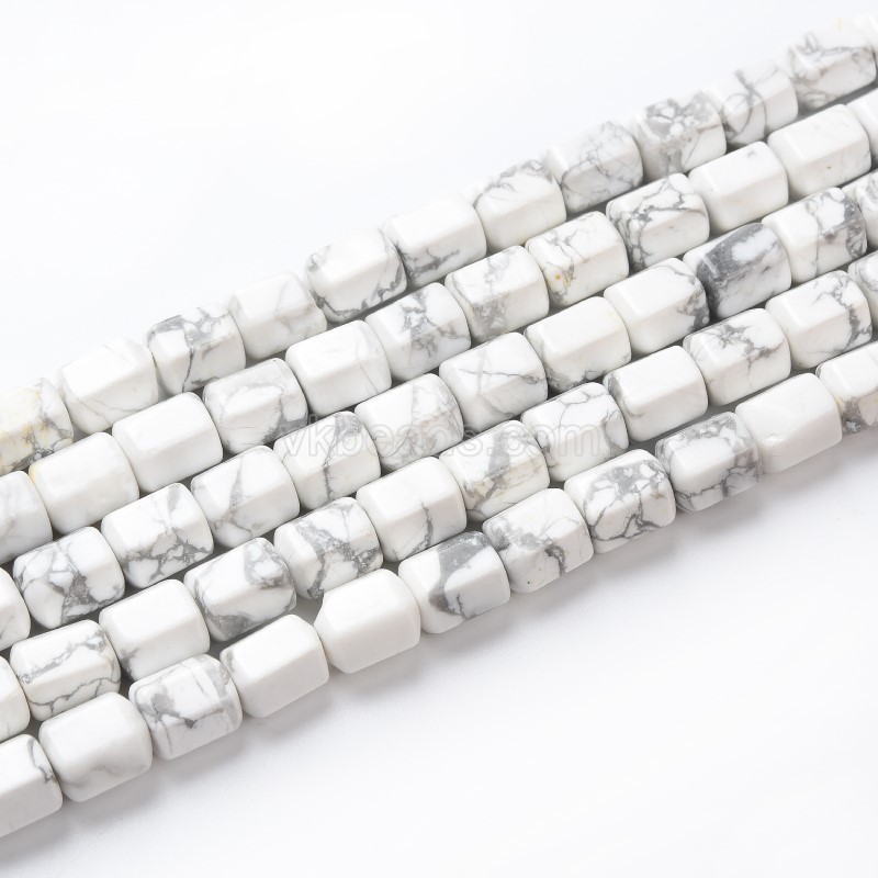 Howlite Hexagonal Faceted Column, Approx 8-9x10mm, 38cm/strand