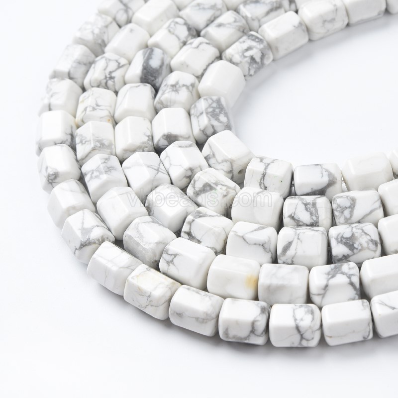 Howlite Hexagonal Faceted Column, Approx 8-9x10mm, 38cm/strand