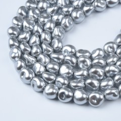 Light Grey Color Baroque Shell Pearl, Approx 9x12mm, 38cm/strand