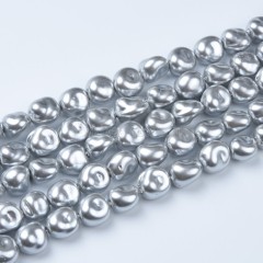 Light Grey Color Baroque Shell Pearl, Approx 9x12mm, 38cm/strand