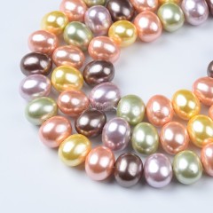 Mixed Color Shell Pearl Center-Drilled Ovals, Approx 13x16mm, 38cm/strand