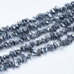 Dark Grey Color Shell Pearl Chips, Approx 3-6mm, 38cm/strand