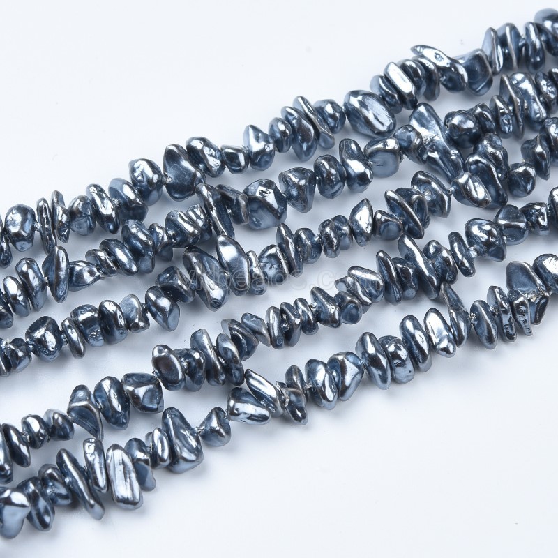 Dark Grey Color Shell Pearl Chips, Approx 3-6mm, 38cm/strand
