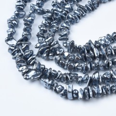 Dark Grey Color Shell Pearl Chips, Approx 3-6mm, 38cm/strand
