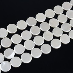 White Shell Pearl Flat Coins, Approx 18-30mm, 38cm/strand