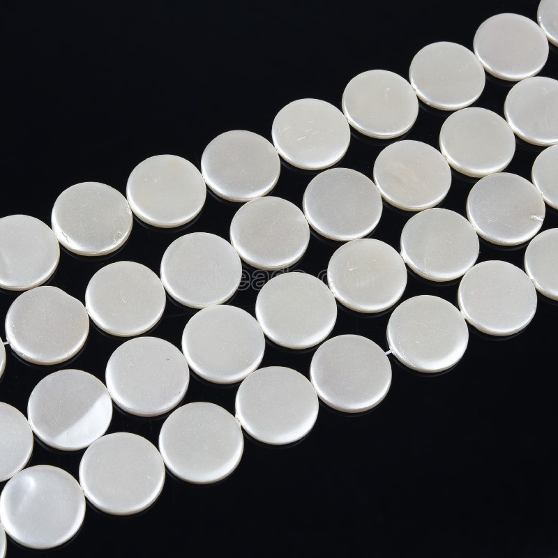 White Shell Pearl Flat Coins, Approx 18-30mm, 38cm/strand