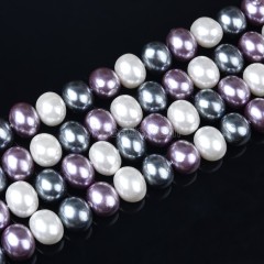 Mixed Color Shell Pearl Center-Drilled Ovals, Approx 6x8-13x16mm, Approx 38cm/strand