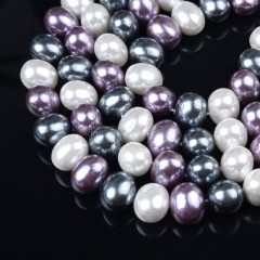 Mixed Color Shell Pearl Center-Drilled Ovals, Approx 6x8-13x16mm, Approx 38cm/strand