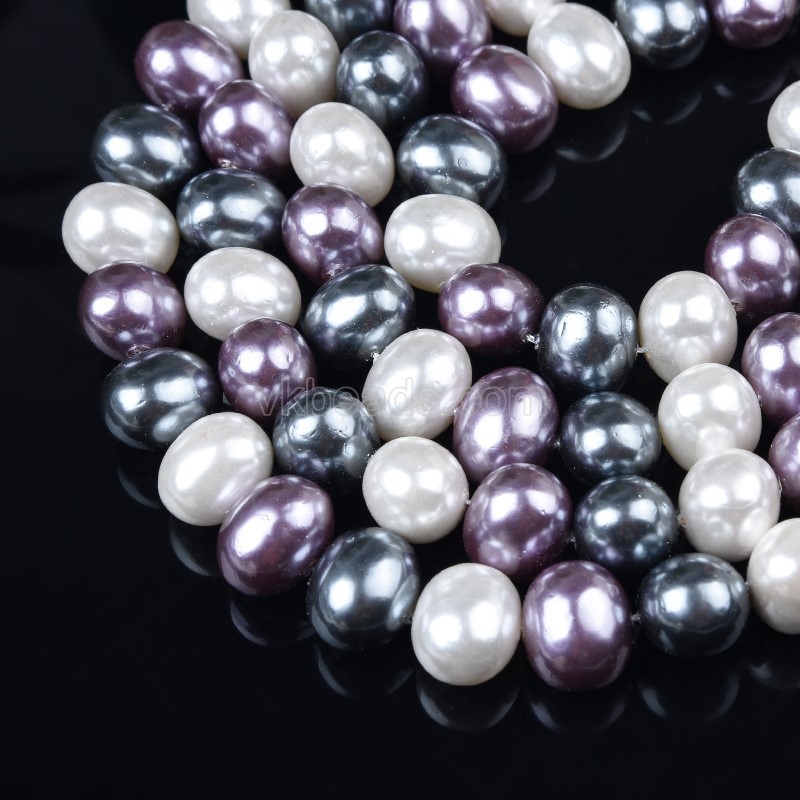 Mixed Color Shell Pearl Center-Drilled Ovals, Approx 6x8-13x16mm, Approx 38cm/strand