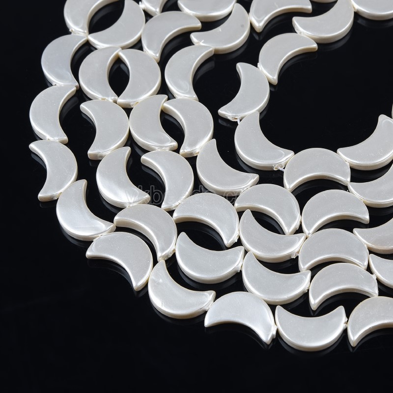 White Shell Pearl Crescent Moon, Approx 16mm, 38cm/strand
