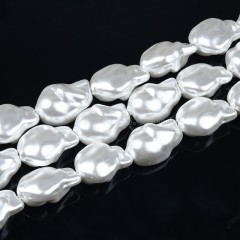 White Baroque Shell Pearl Nuggets, Approx 20x26mm, 38cm/strand