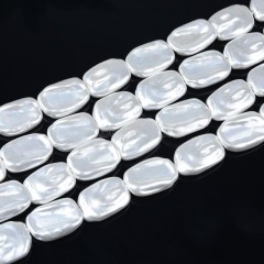 White Baroque Rectangle Shell Pearl, Approx 16x23mm, 38cm/strand