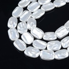 White Baroque Rectangle Shell Pearl, Approx 16x23mm, 38cm/strand