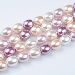 Mixed Color Shell Pearl Through-Drilled Ovals, Approx 13x16mm, 38cm/strand