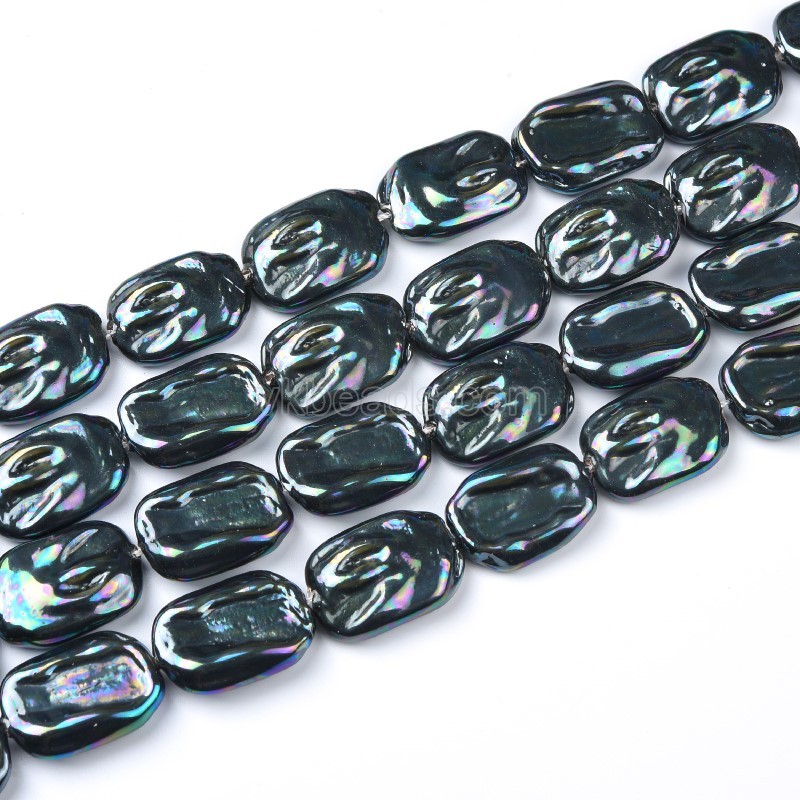 Black Baroque Rectangle Shell Pearl, Approx 16x23mm, 38cm/strand