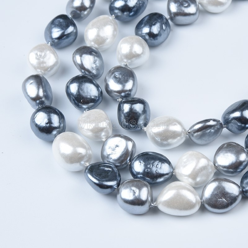 Mixed Color Shell Pearl Nuggets, Approx 13-15mm, 38cm/strand