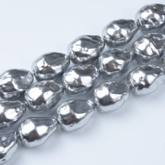 Grey Scrawl Shell Pearl Drops, Approx 16x22mm, 38cm/strand