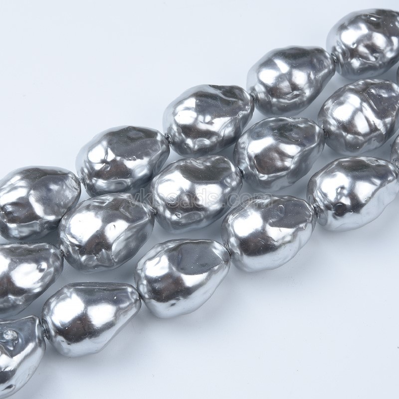Grey Scrawl Shell Pearl Drops, Approx 16x22mm, 38cm/strand