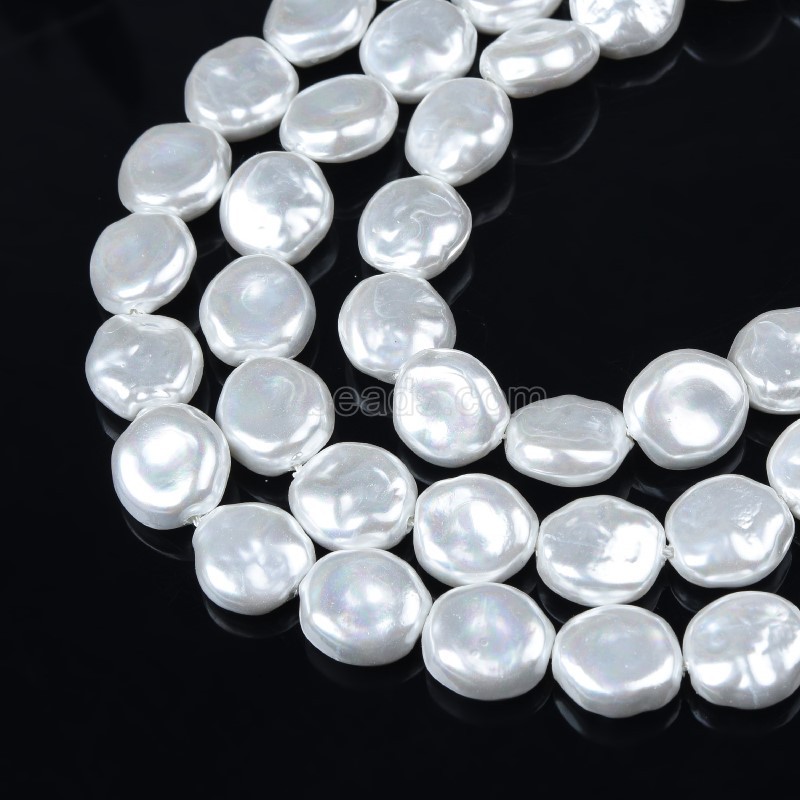 White Shell Pearl Irregular Coins, Approx 15mm, 38cm/strand