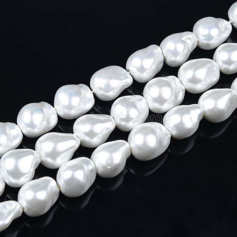 White Baroque Shell Pearl Nuggets, Approx 12x14mm, 38cm/strand