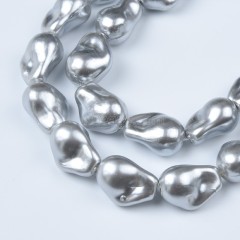 Grey Baroque Shell Pearl Nuggets, Approx 10x16-15x20mm, 38cm/strand