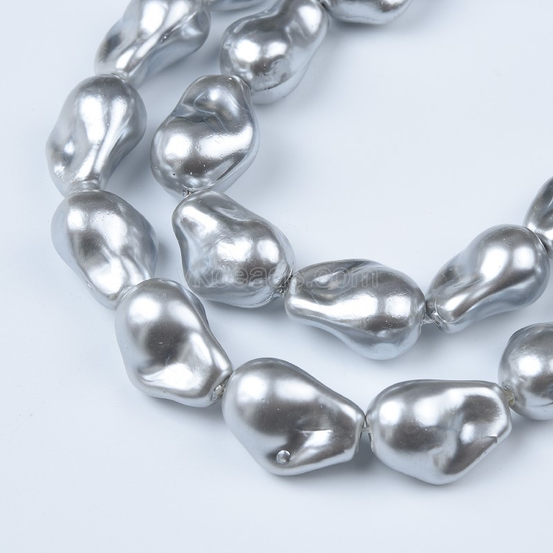 Grey Baroque Shell Pearl Nuggets, Approx 10x16-15x20mm, 38cm/strand