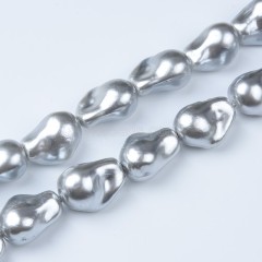 Grey Baroque Shell Pearl Nuggets, Approx 10x16-15x20mm, 38cm/strand