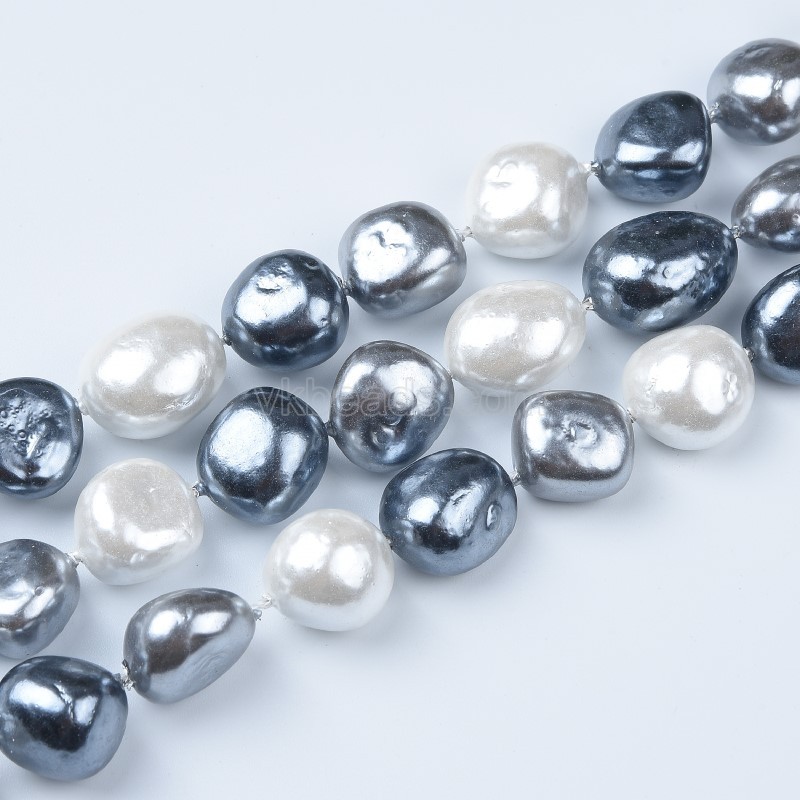 Mixed Color Shell Pearl Nuggets, Approx 13-15mm, 38cm/strand