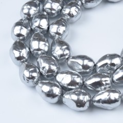 Grey Scrawl Shell Pearl Drops, Approx 16x22mm, 38cm/strand