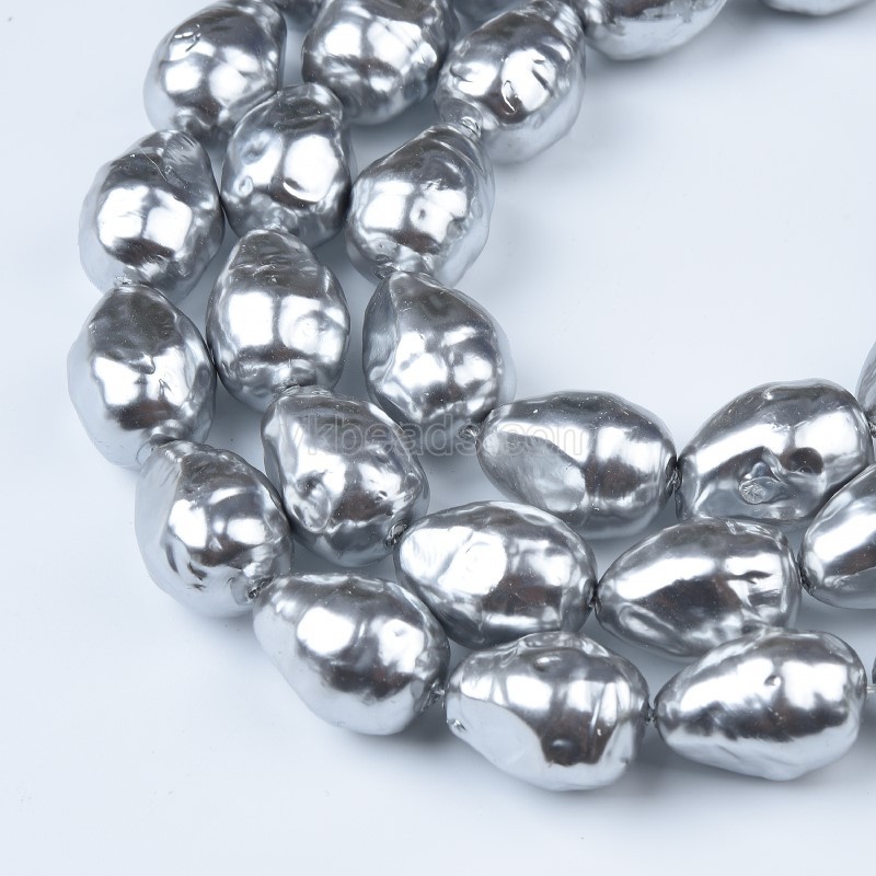 Grey Scrawl Shell Pearl Drops, Approx 16x22mm, 38cm/strand