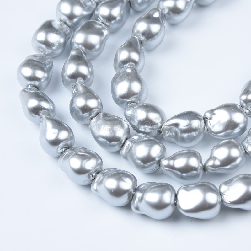Grey Baroque Shell Pearl Nuggets, Approx 12x14mm, 38cm/strand