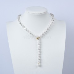 White Shell Pearl Smooth Rounds Necklaces with Extension Chains, Approx 8mm, Sell by Piece