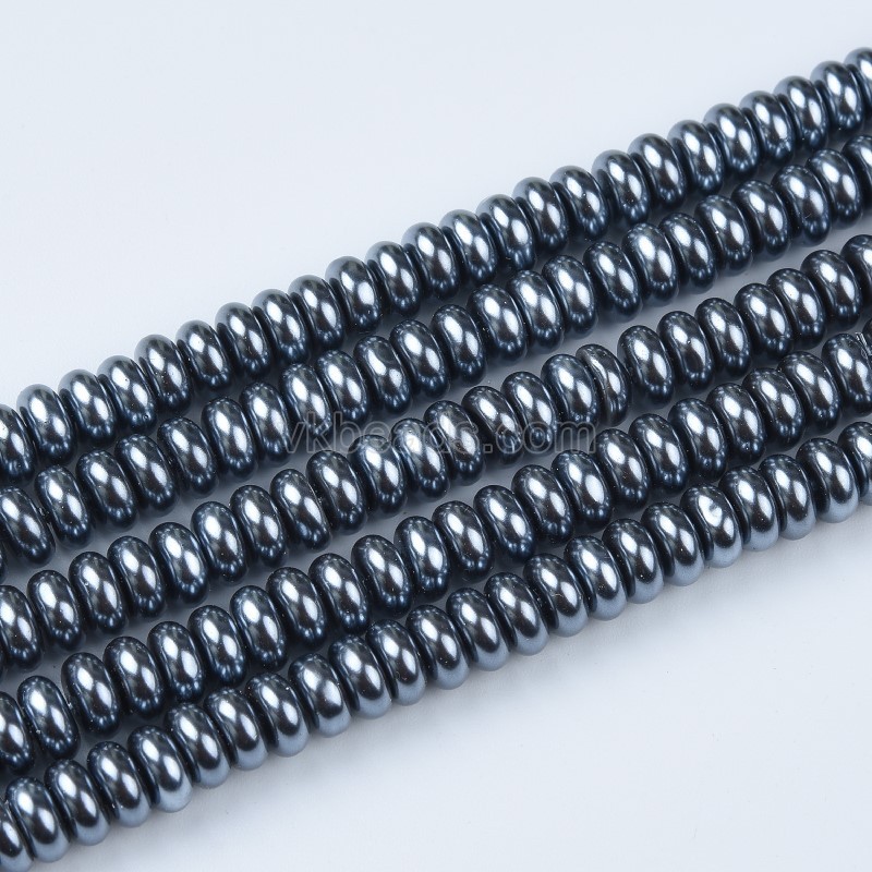 Dark Grey Shell Pearl Smooth Rondelles, Approx 2x3-4x8mm, 38cm/strand
